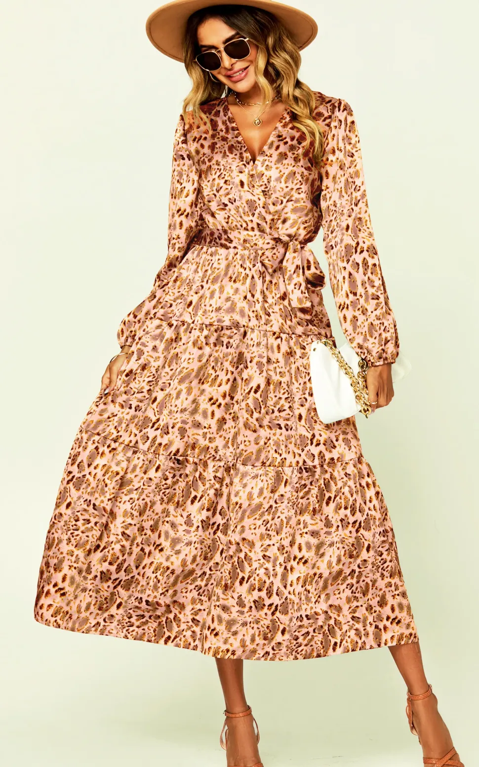 Animal Print Long Sleeve Dress