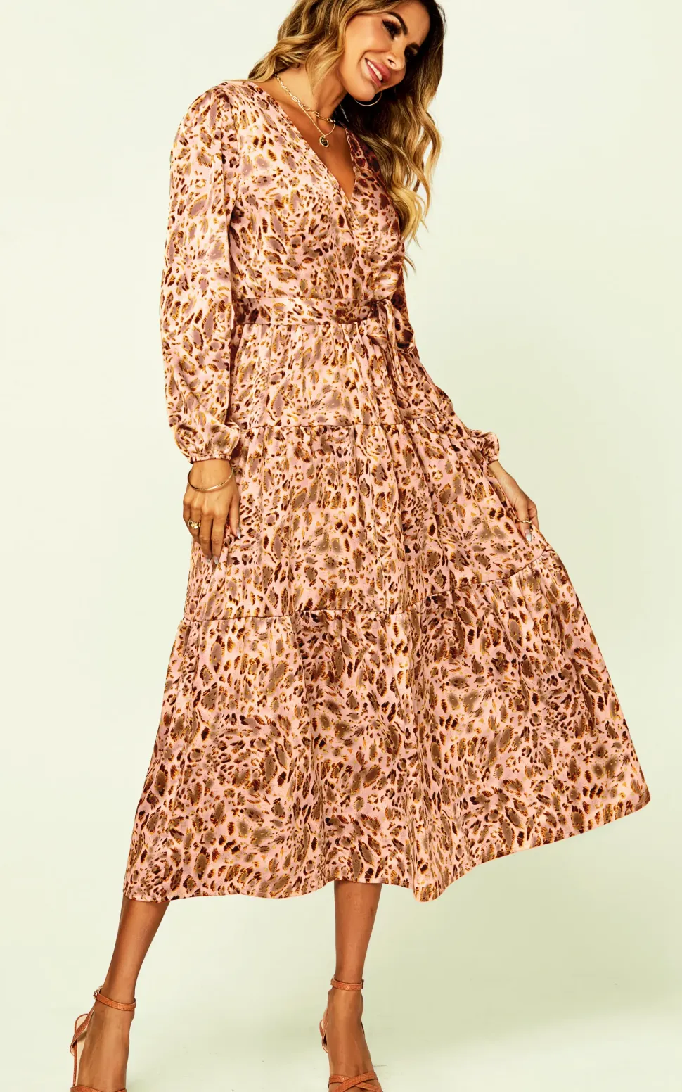 Animal Print Long Sleeve Dress