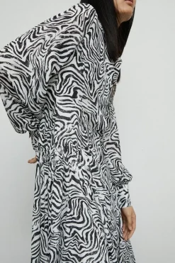Animal Print Midi Shirt Dress