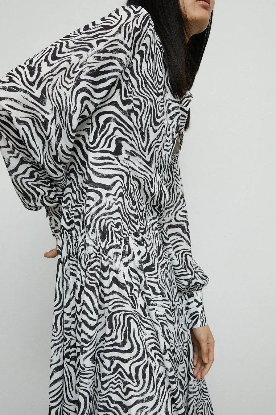 Animal Print Midi Shirt Dress