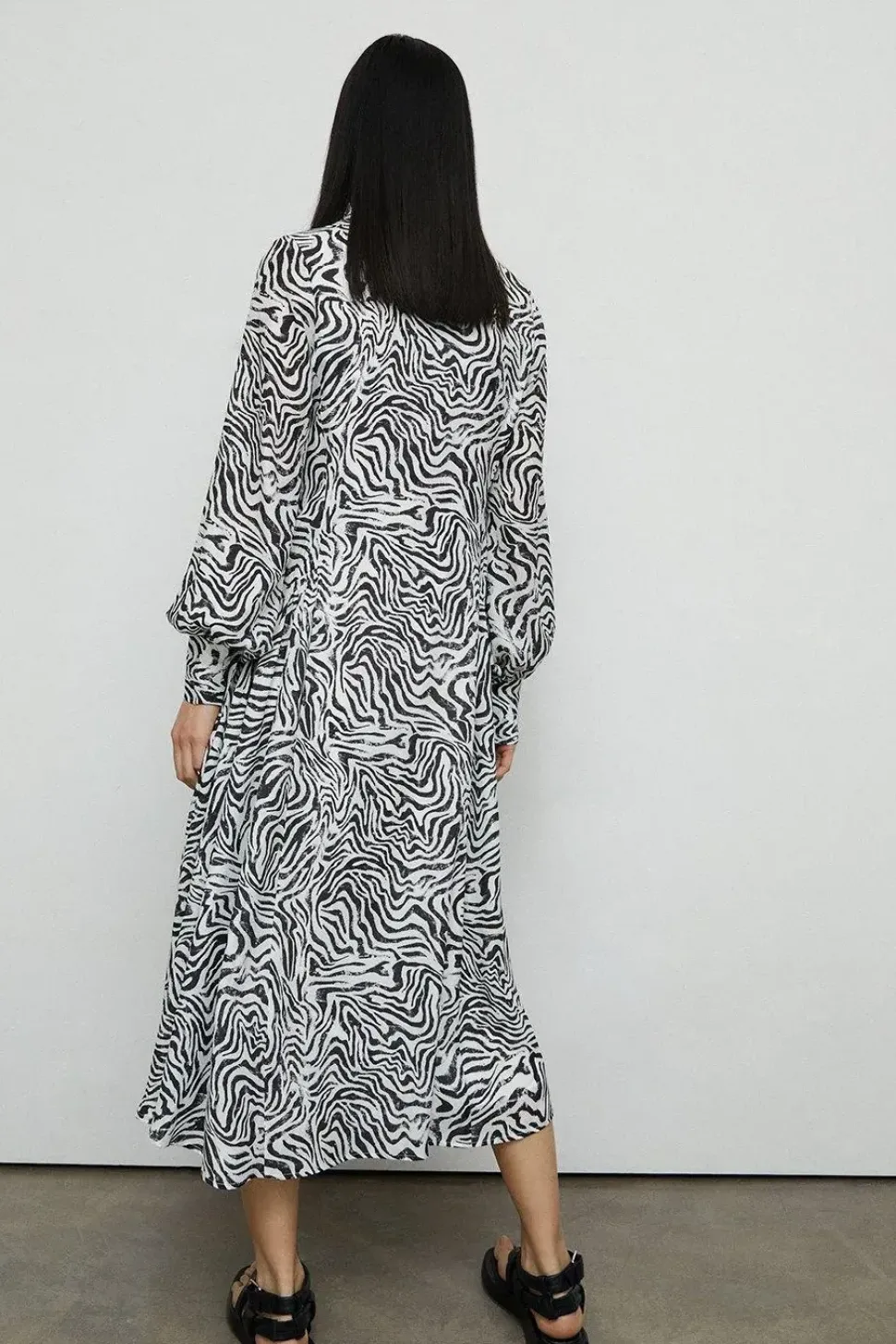 Animal Print Midi Shirt Dress