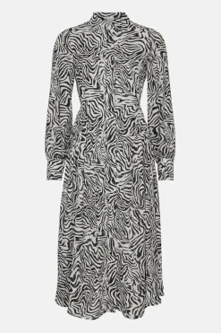 Animal Print Midi Shirt Dress