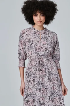 Animal Print Pephem Midi Dress