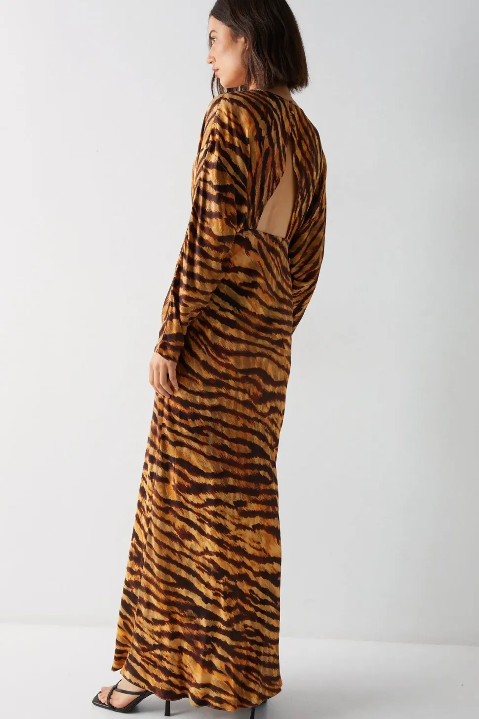 Animal Print Premium Satin Batwing Dress