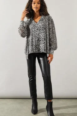 Animal Print Pussybow Blouse