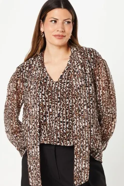 Animal Print Pussybow Blouse