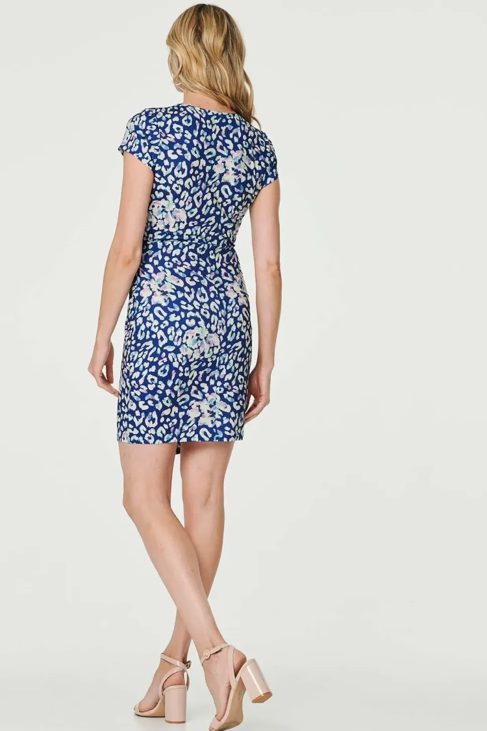 Animal Print Ruched Short Wrap Dress