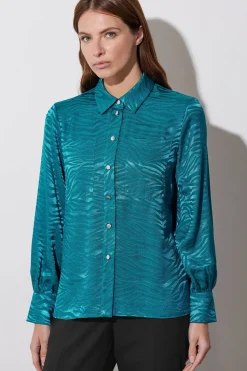Animal Print Satin Jacquard Shirt