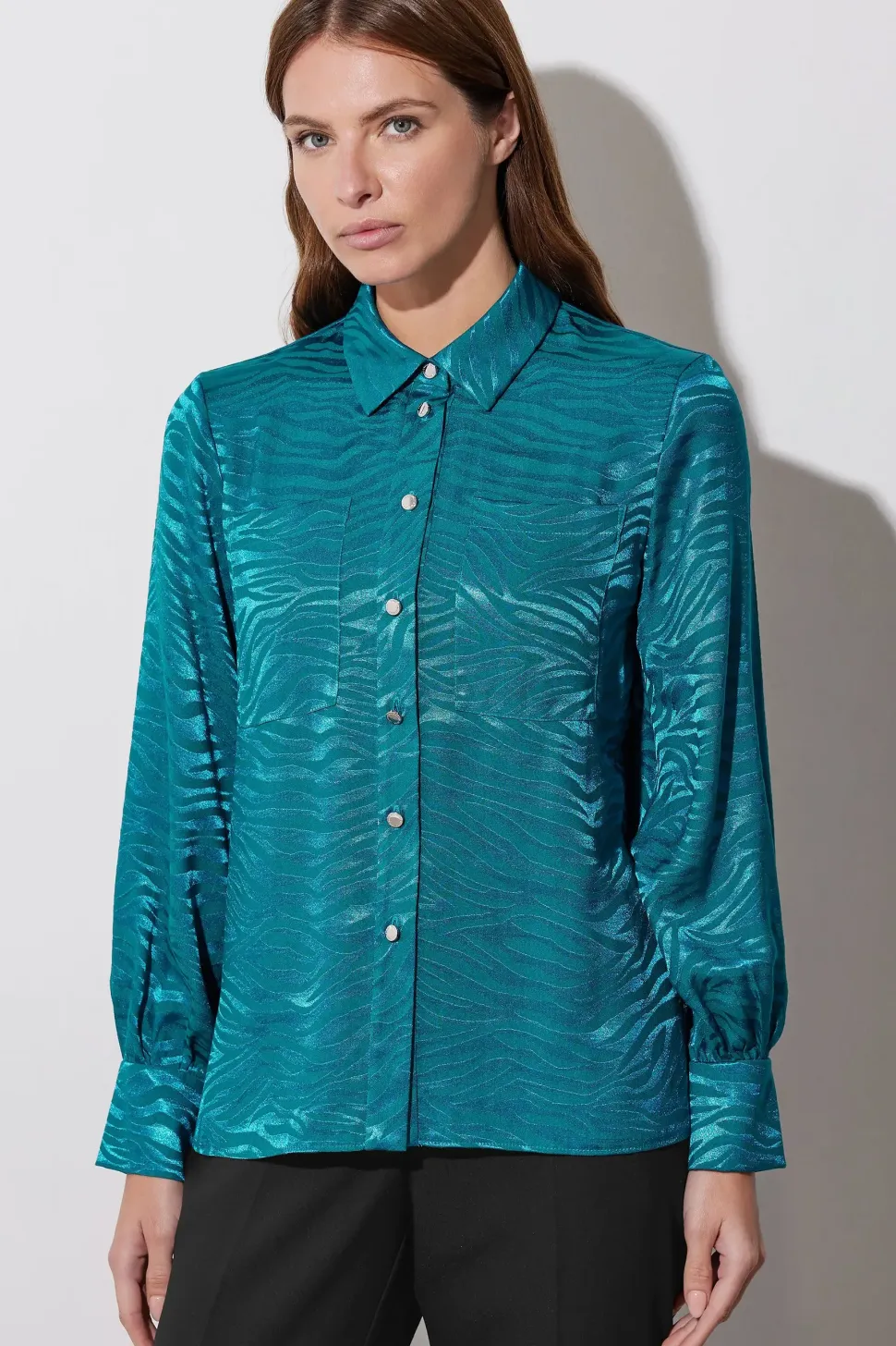 Animal Print Satin Jacquard Shirt