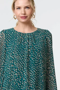 Animal Print Semi Sheer Blouse