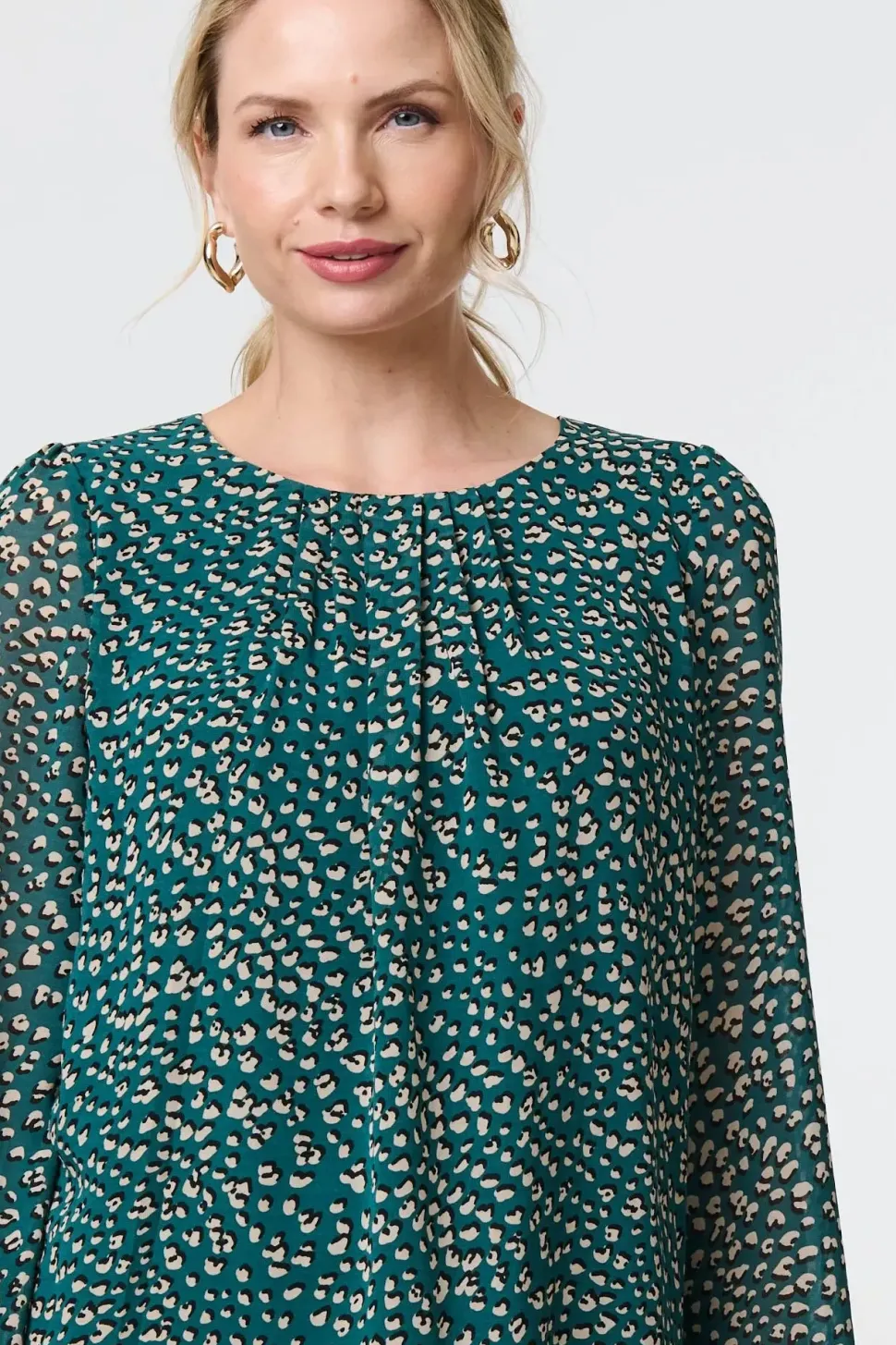 Animal Print Semi Sheer Blouse