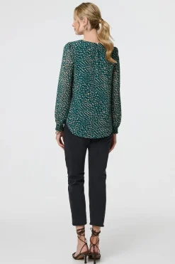 Animal Print Semi Sheer Blouse