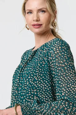 Animal Print Semi Sheer Blouse