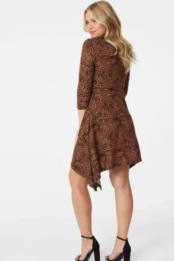 Animal Print 3/4 Sleeve Jumper Dress