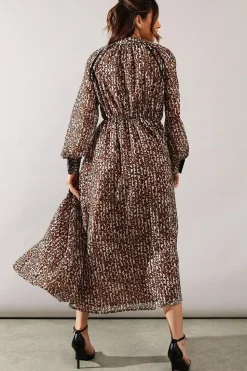 Animal Print Stud Detail Shirt Dress