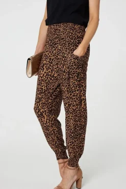 Animal Print Tassel Pocket Harem Pants