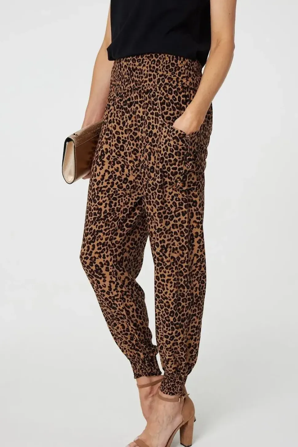Animal Print Tassel Pocket Harem Pants