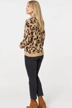 Animal Print Tie Front Cardigan