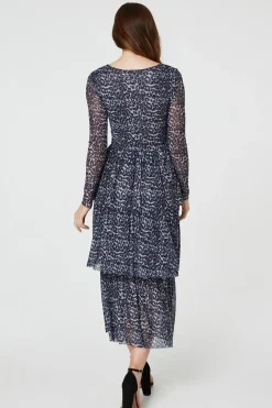 Animal Print Tiered Midi Dress