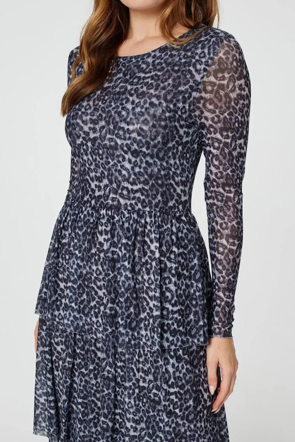 Animal Print Tiered Midi Dress