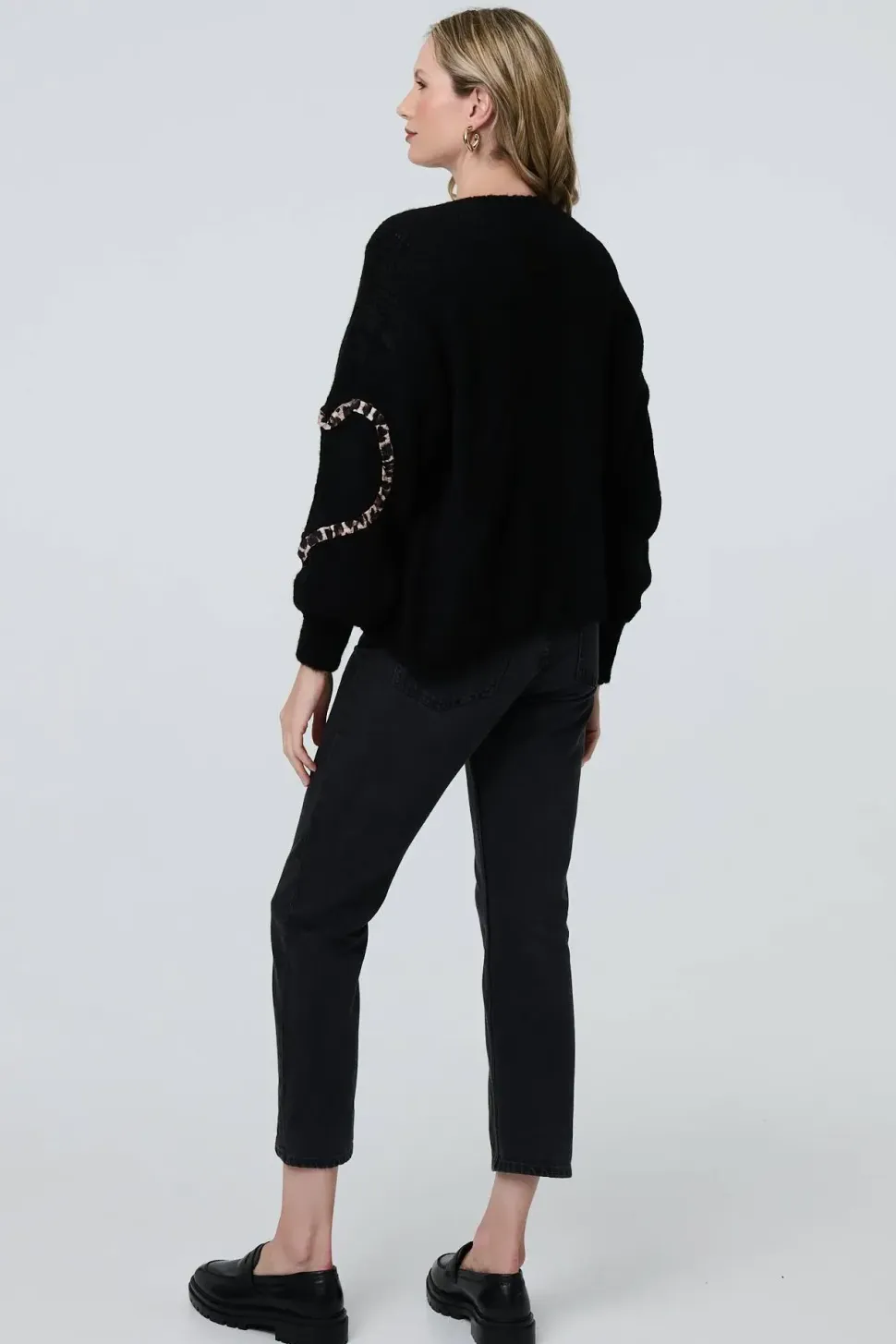 Animal Print Trim Tie Front Cardigan