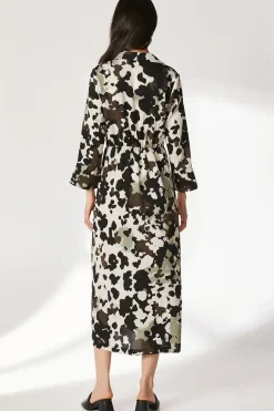 Animal Print Twist Waist Shirt Dress