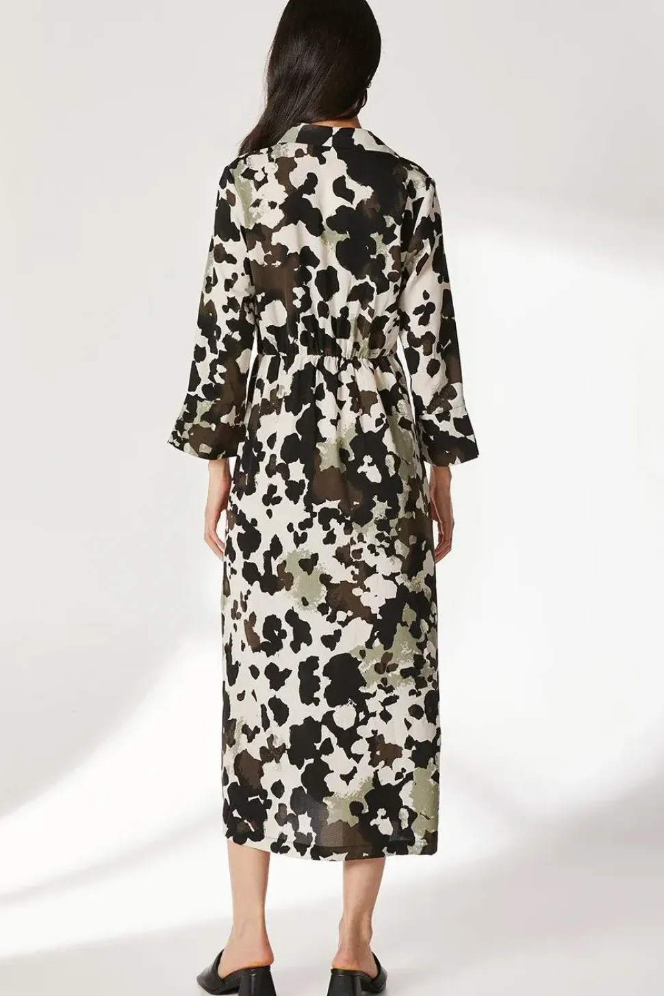 Animal Print Twist Waist Shirt Dress