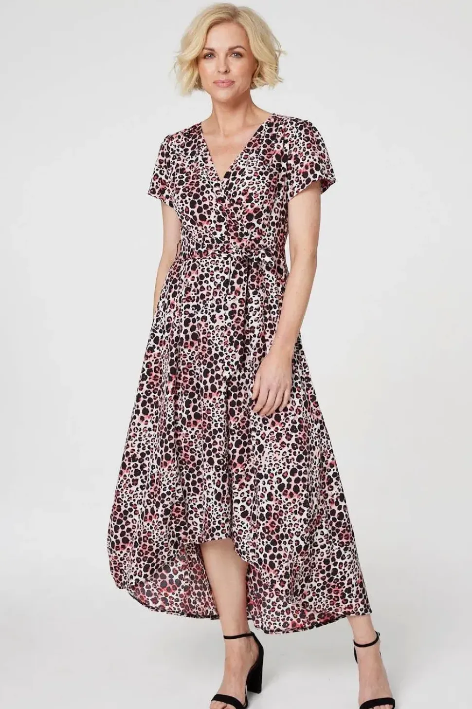 Animal Print Wrap Front Maxi Dress