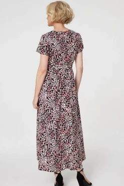 Animal Print Wrap Front Maxi Dress