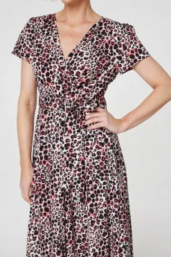 Animal Print Wrap Front Maxi Dress