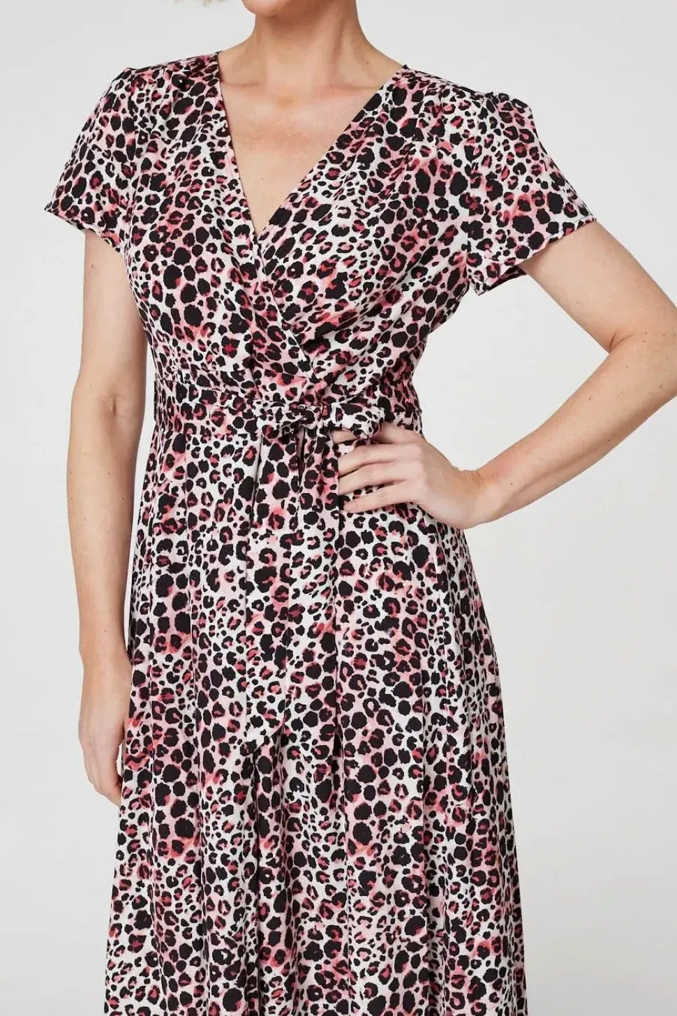 Animal Print Wrap Front Maxi Dress