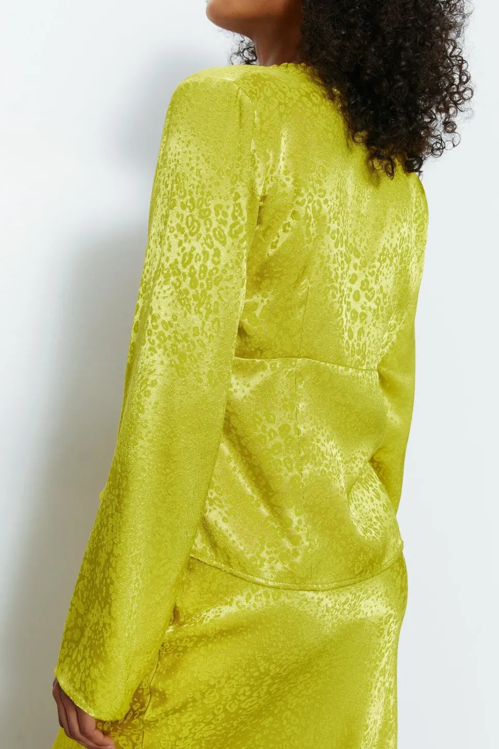 Animal Satin Jacquard Frill Blouse