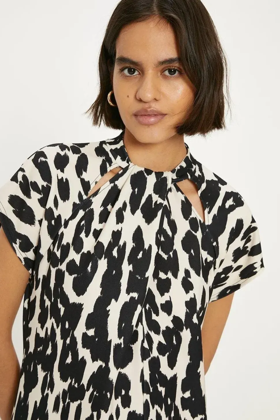 Animal Scuba Crepe Twist Neck Dress