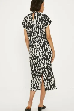 Animal Scuba Crepe Twist Neck Dress