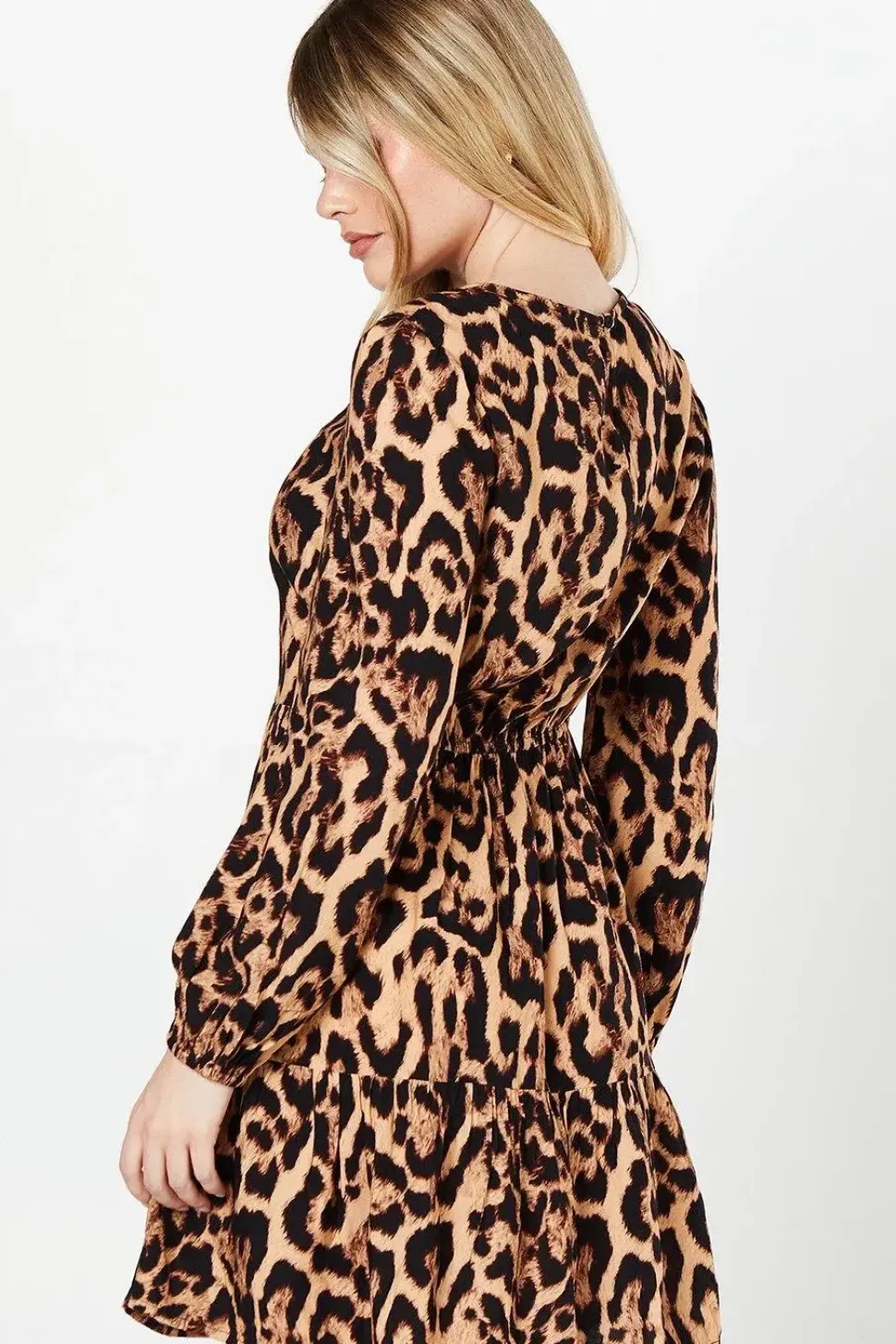 Animal Tiered Hem Mini Dress