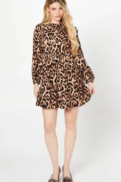 Animal Tiered Hem Mini Dress