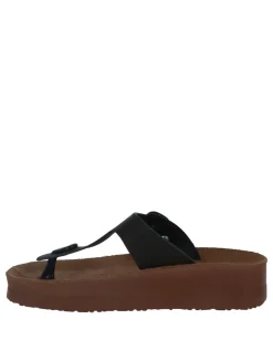 Ankle Buckle Platform Thong Sandal Black