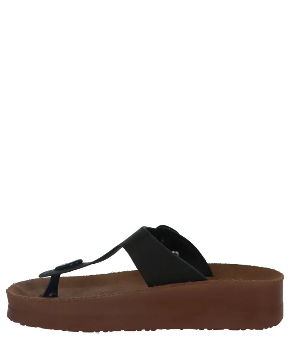 Ankle Buckle Platform Thong Sandal Black