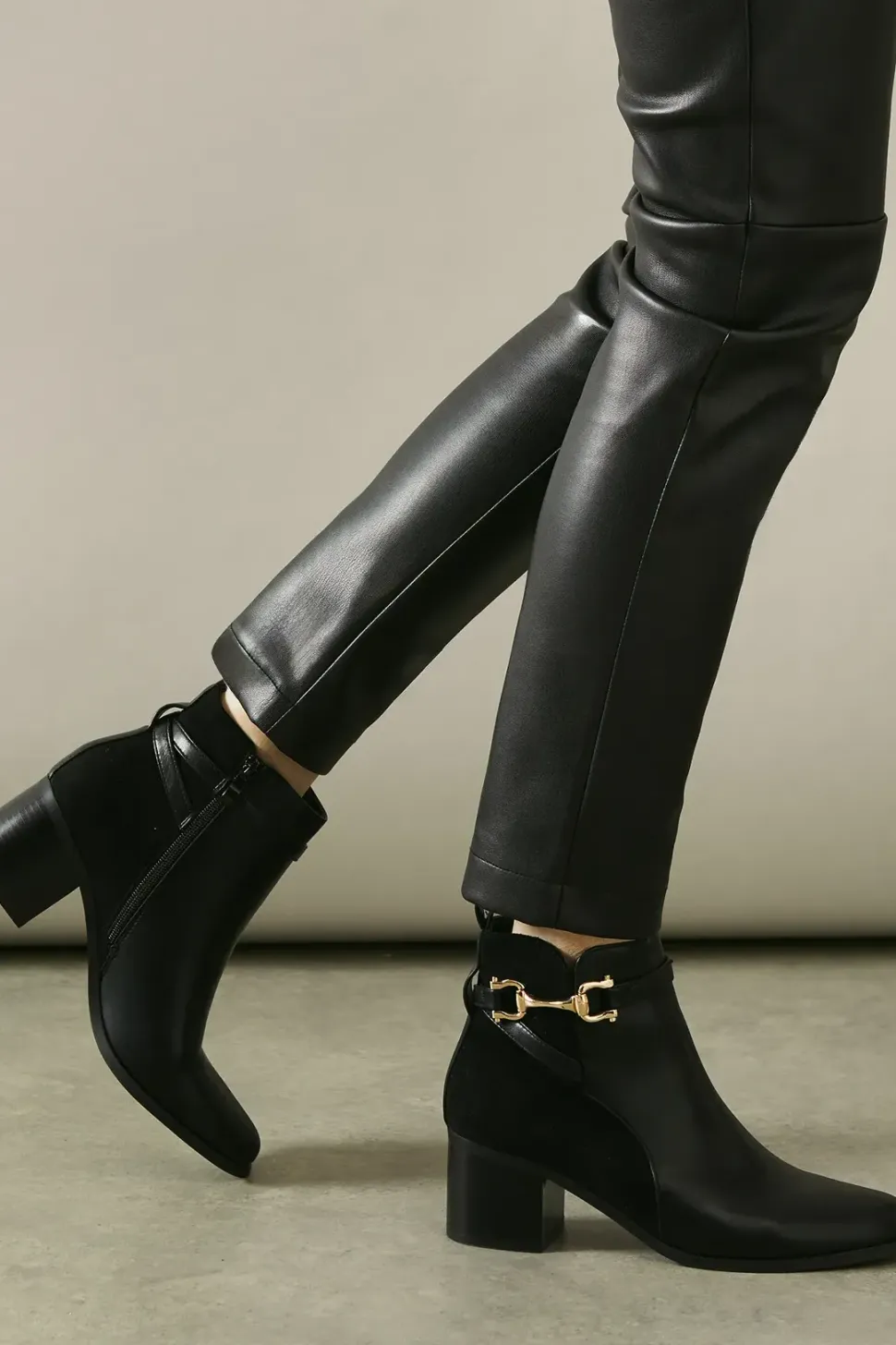 Antonia Snaffle Detail Mid Heel Ankle Boots