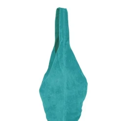 Aqua Soft Suede Leather Hobo Shoulder Bag | BYIRL