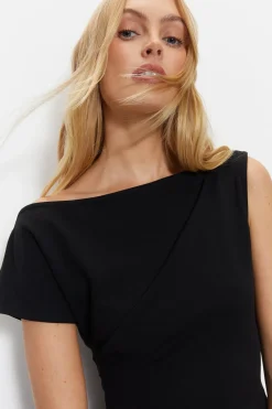 Asymetric High Split Midi Dress