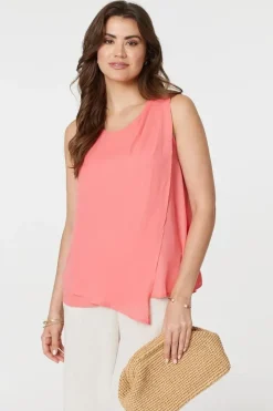 Asymmetric Pleat Front Blouse Top