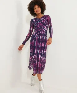 Asymmetric Printed Midi Dress