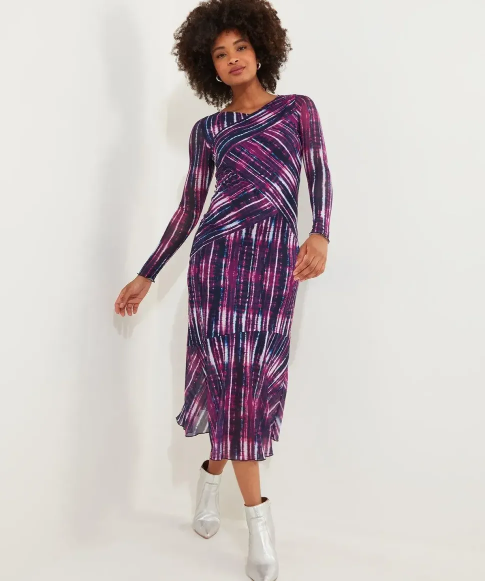 Asymmetric Printed Midi Dress