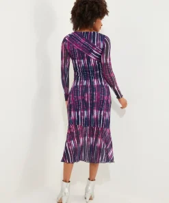 Asymmetric Printed Midi Dress