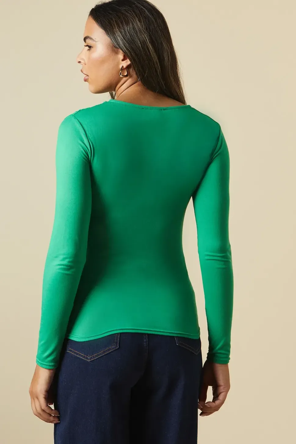 Asymmetric Ruched Front Long Sleeve Top