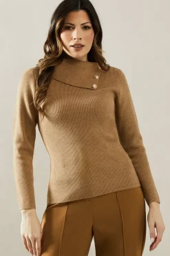 Asymmetric Shoulder Button Detail Jumper
