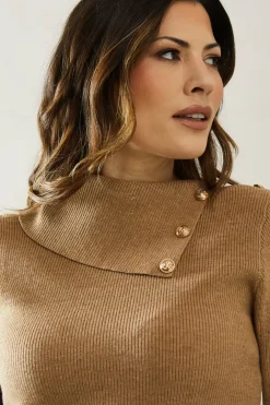 Asymmetric Shoulder Button Detail Jumper