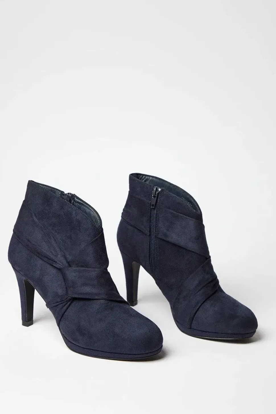 Aubrey Faux Suede Side Twist High Heel Platform Shoe Boots