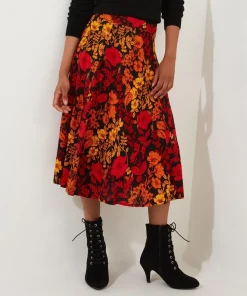 Autumnal Floral Midi Skirt